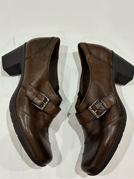 Earth Origins Shoes - Earth Origins Brown Leather Ankle Boots 10M Buckle 2.5" Heel EUC